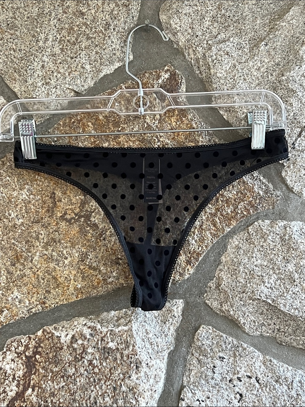 Victoria's Secret Black Polka Dot Sheer Thong